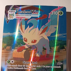 Leafeon VMAX Alt Art Secret - 205/203 Evo Skies - Full Art Jumbo - Perfect Gift for Poke fans - NOT real just for show - Proxy NOT replica