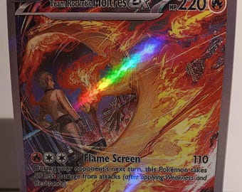 Team Rocket’s Moltres 124/098 GoTR Sar - Perfect Gift for kids or Poke fans-NOT real just for show-Proxy NOT replica-Might NOT be perfect