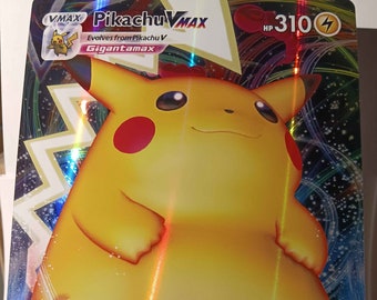Pikachu VMAX - 044/185 SWSH04 Vivid Voltage - Full Art Jumbo - Perfect Gift for Poke fans - NOT real just for show - Proxy NOT replica