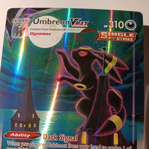 Umbreon VMAX Alt Art Secret - 215/203 Evo Skies - Full Art Jumbo - Perfect Gift for Poke fans - NOT real just for show - Proxy NOT replica