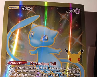 Mew (secret) - Celebrations - Full Art Jumbo - 25/25 / Ultra Rare - Perfect Gift for Poke Fans - NOT Real Just for Show - Proxy NOT Replica - Etsy Mew (secret) - Celebrations - Full Art Jumbo - 25/25 / Ultra Rare - Perfect Gift for Poke Fans - NOT Real Just for Show - Proxy NOT Replica - Etsy