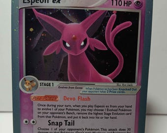 espeon ex pokemon card value 102/115 - EX Unseen Forces - Gift for Any Poke Fan - Just for Show - Proxy NOT Replica Psychic Colorless Miraculous Shine Devolve each of your opponents evolved Pokémon and put the highest Stage Evolution card on it into your opponents hand Espeon ex 034/131 (Double Rare)