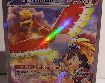 Ethan's Ho-oh Ex SiR 230/182 - Perfect Gift for kids or Poke fans-NOT real just for show-Proxy NOT replica-Might NOT be perfect