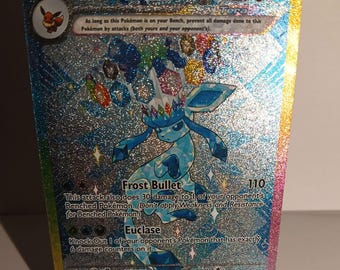 English Glaceon ex - 150/131 - SV Prismatic Evolutions - Textured - Perfect Gift for any Poke fan-NOT real just for show - Proxy NOT replica