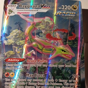 Rayquaza VMAX Alt Art Secret - 218/203 Evo Skies - Full Art Jumbo - Perfect Gift for Poke fans - NOT real just for show - Proxy NOT replica