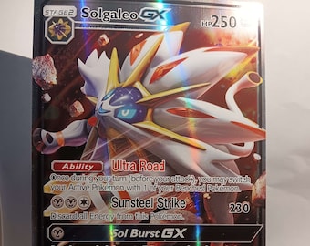 Solgaleo GX - Full Art Jumbo - SM16 / Promo - Perfect Gift for Poke fans - NOT real just for show - Proxy NOT replica