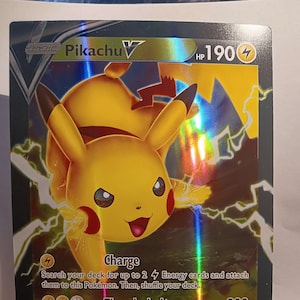 Pikachu V - Full Art Jumbo - 043/185 / Ultra Rare - Perfect Gift for Poke fans - NOT real just for show - Proxy NOT replica