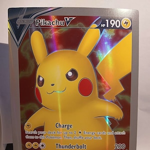 Pikachu V - Full Art Jumbo - 170/185 / Ultra Rare - Perfect Gift for Poke fans - NOT real just for show - Proxy NOT replica