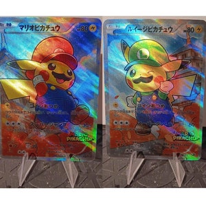 Pikachu Mario & Luigi Full Art Proxy - Perfect Gift for kids or Poke fans - NOT real just for show -Proxy NOT replica - Might NOT be perfect