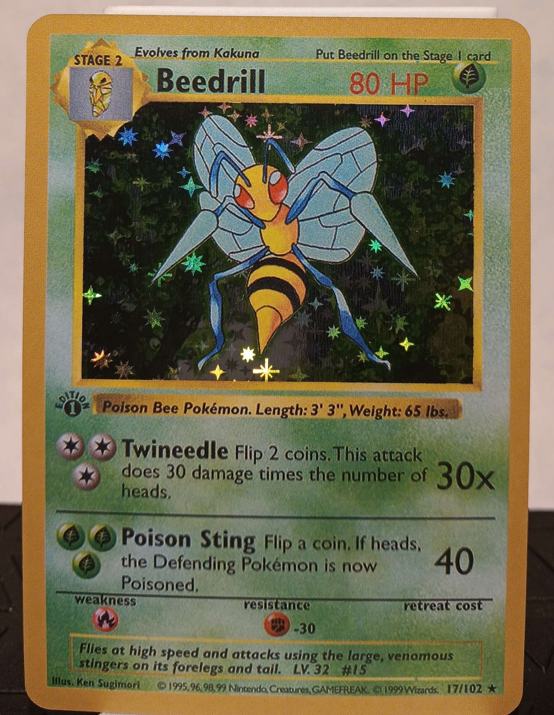 beedrill pokemon card Beedrill 1st Edition Shadowless - Perfect Gift for Kids or Poke Fans - NOT  Real Just for Show - Proxy NOT Replica - Might NOT Be Perfect