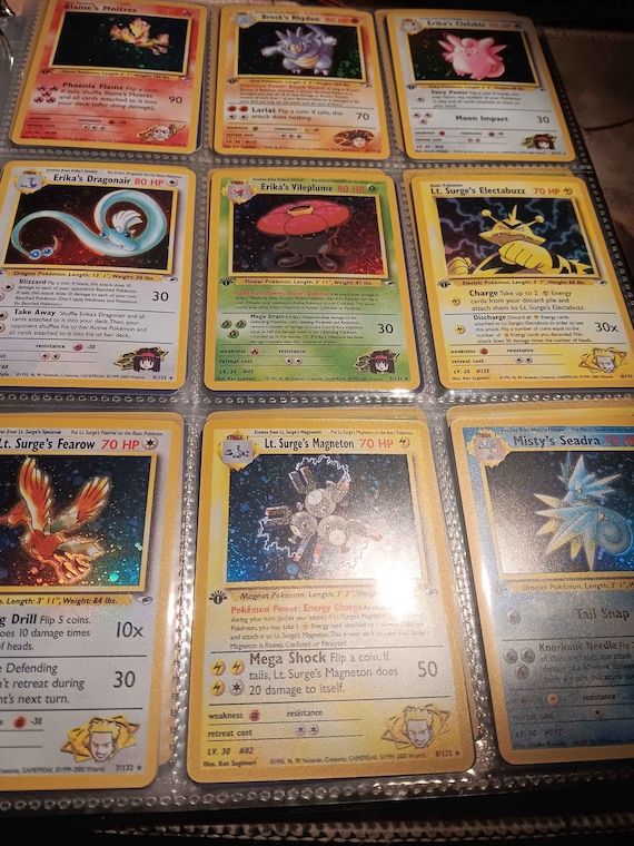 pokemon cards gym leader set 132x Gym Heroes Full Set - All 132 - Perfect Gift for Poke Fans - NOT Real  Just for Show - Proxy NOT Replica - With or Without Binder