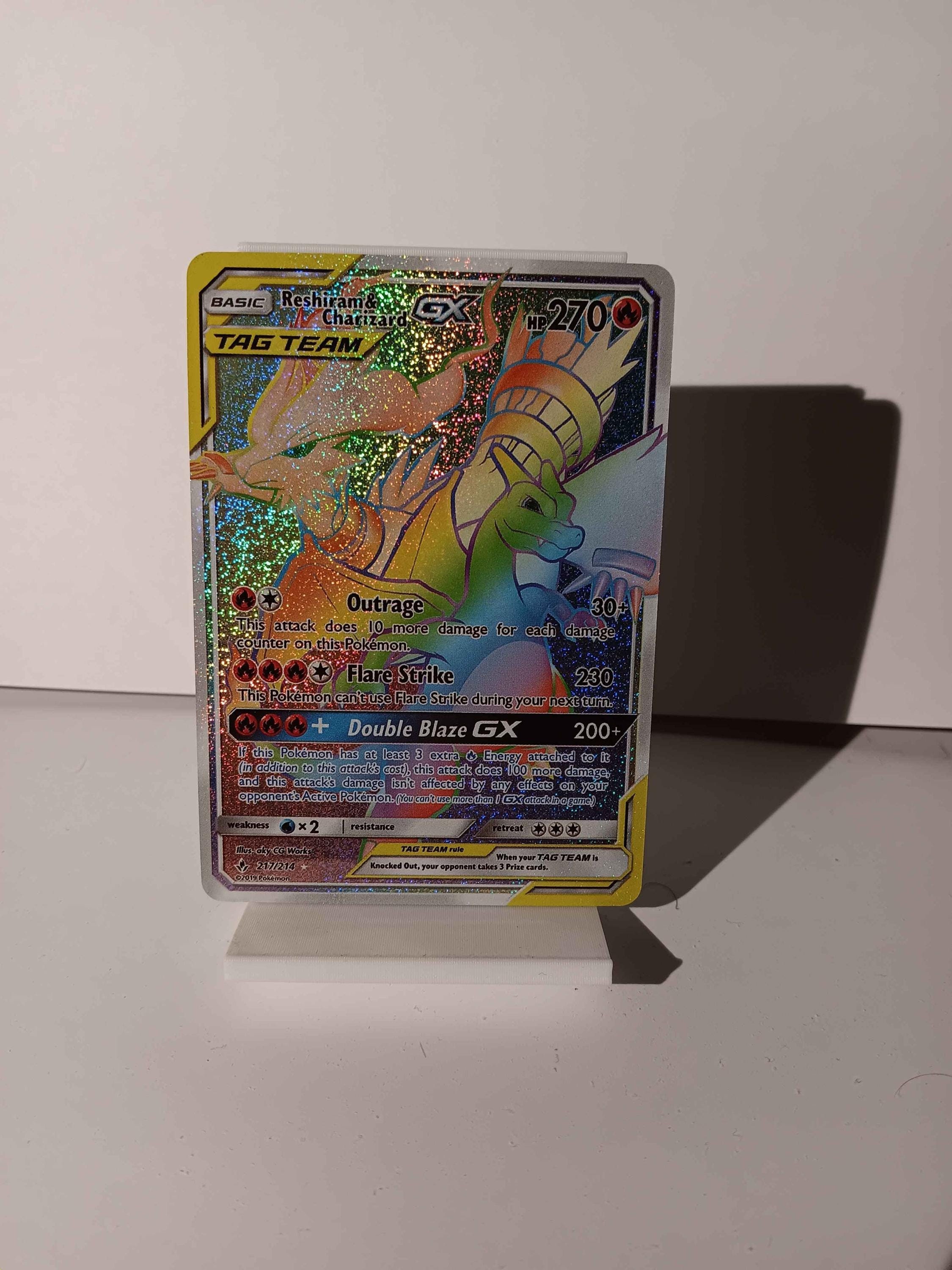 Reshiram & Charizard GX - Unbroken Bonds - 217/214 / Secret Rare - Perfect Gift for Poke fans - NOT real just for show - Proxy NOT replica Reshiram & Charizard GX - Unbroken Bonds - 217/214 / Secret Rare - Perfect Gift for Poke fans - NOT real just for show - Proxy NOT replica