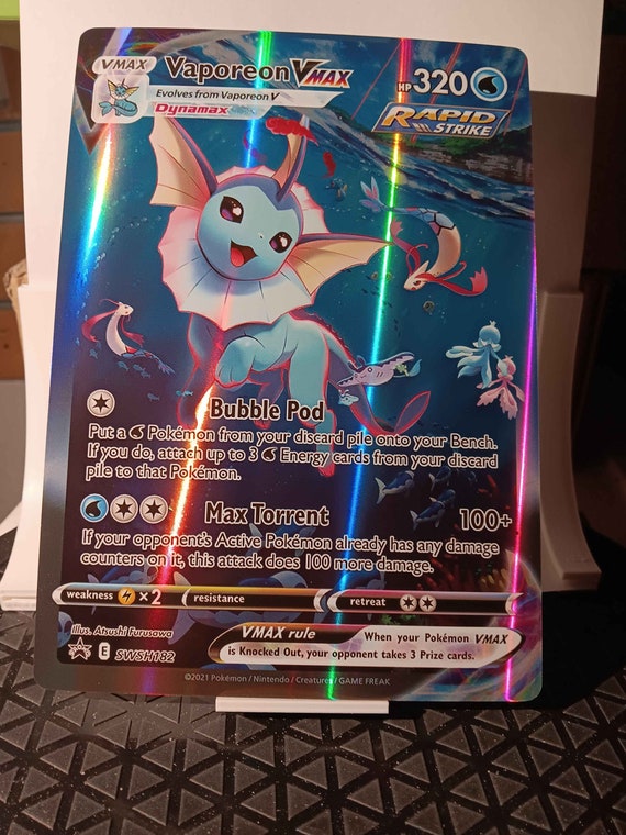 Vaporeon VMAX - SWSH182 Promo - Full Art Jumbo - Perfect Gift for Poke Fans - NOT Real Just for Show - Proxy NOT Replica - Etsy Vaporeon VMAX - SWSH182 Promo - Full Art Jumbo - Perfect Gift for Poke Fans - NOT Real Just for Show - Proxy NOT Replica - Etsy