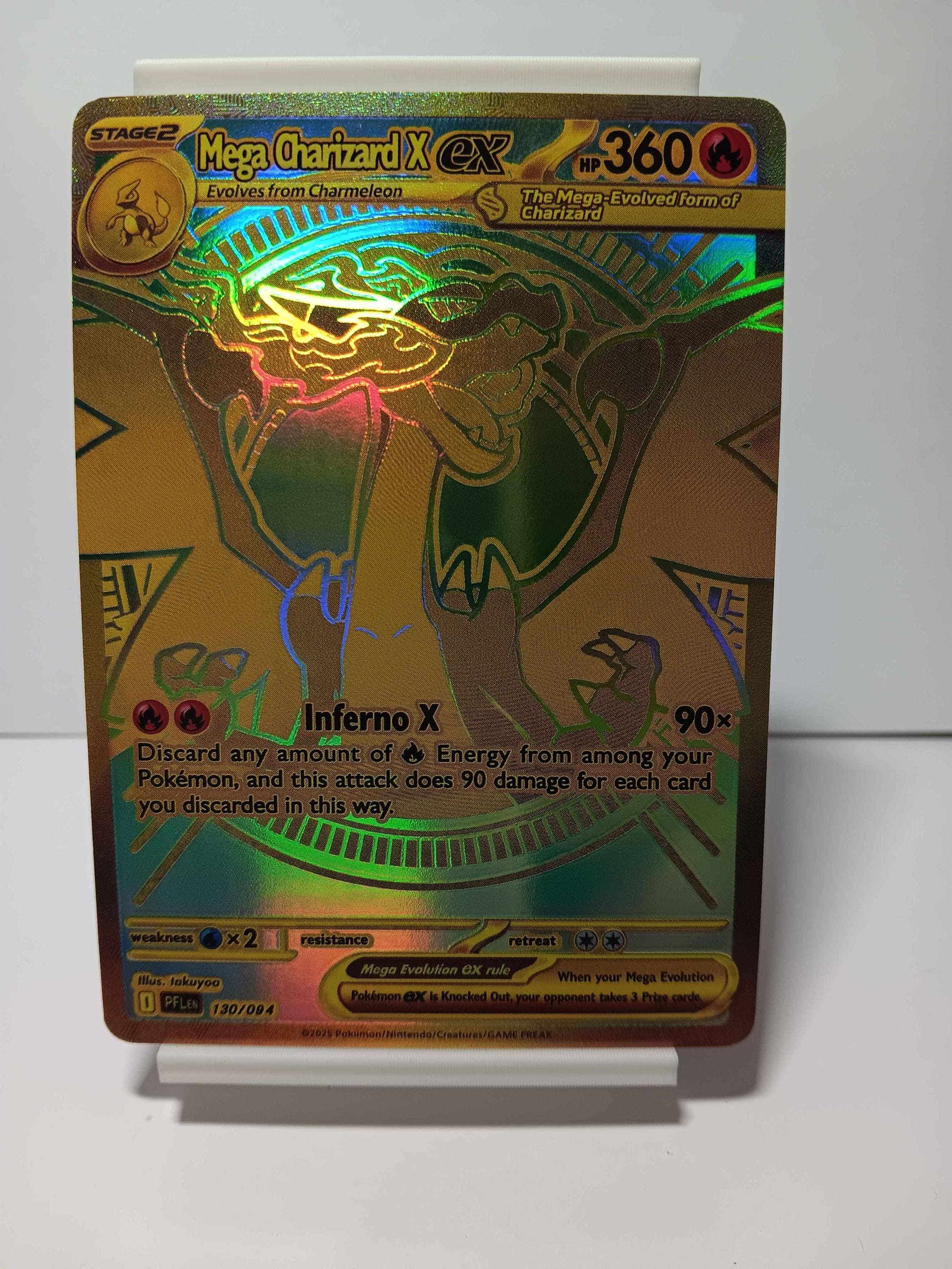 Mega Charizard X Ex - Gold - Textured - Gift for Any Poke Fan