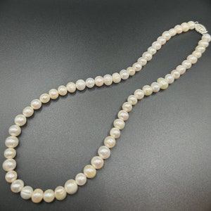 Freshwater Pearl Necklace Strand 7mm for Weddings Potato Cream gold color clasp Valentines gift Mothers Prom wife girlfriend graduation