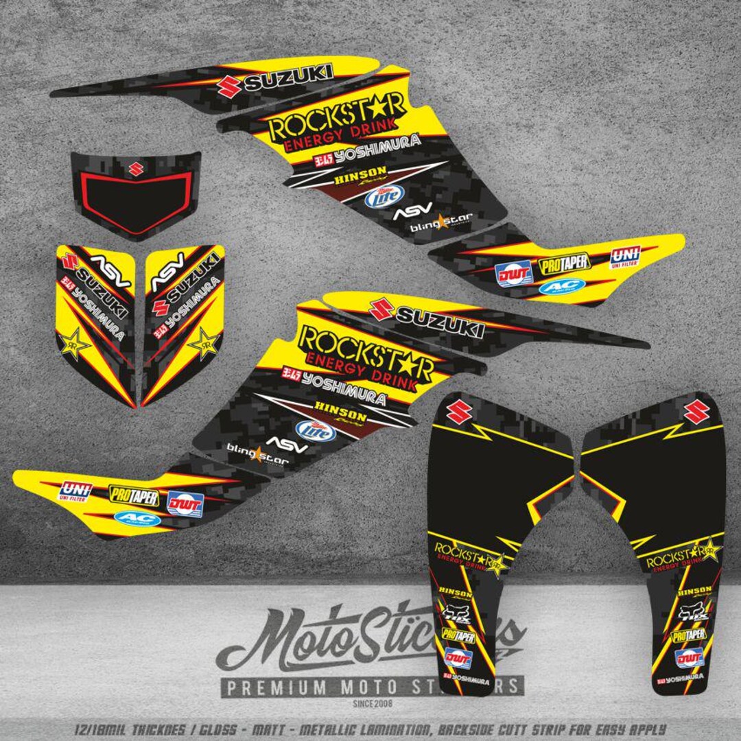 Kit Graphique Vinyle Pour Suzuki LTZ 400 (2003-2008) - Marque Mxgraphics, Finition Glossy, Pose Sur Plusieurs Parties