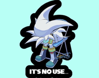 It's No Use!! Silver the Hedgehog in the Shinji Chair Sticker