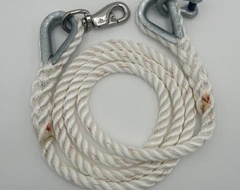 Mooring Line 5/8" Diameter Line x 4'. Premium 3 Strand Nylon Galvanized Thimbles & Bullnose Snap For Boat's Bow Eye