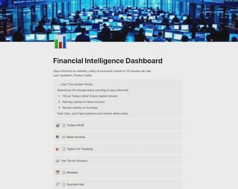 Notion Finance Tracker Template | Daily Market News System for Investors & Finance Students