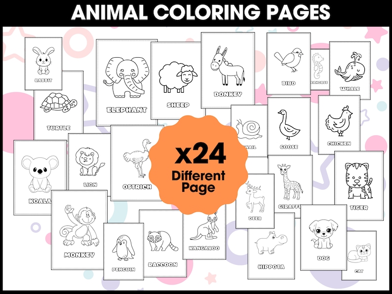 Animal Coloring Pages for Kids Easy Coloring Activity Kids Coloring ...