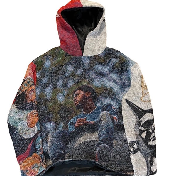 J Cole Silk Lined Tapestry Hoodie Sweater