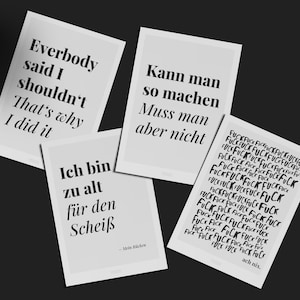 Karten-Set //  4 typografische Spruch-Karten für deine Freunde