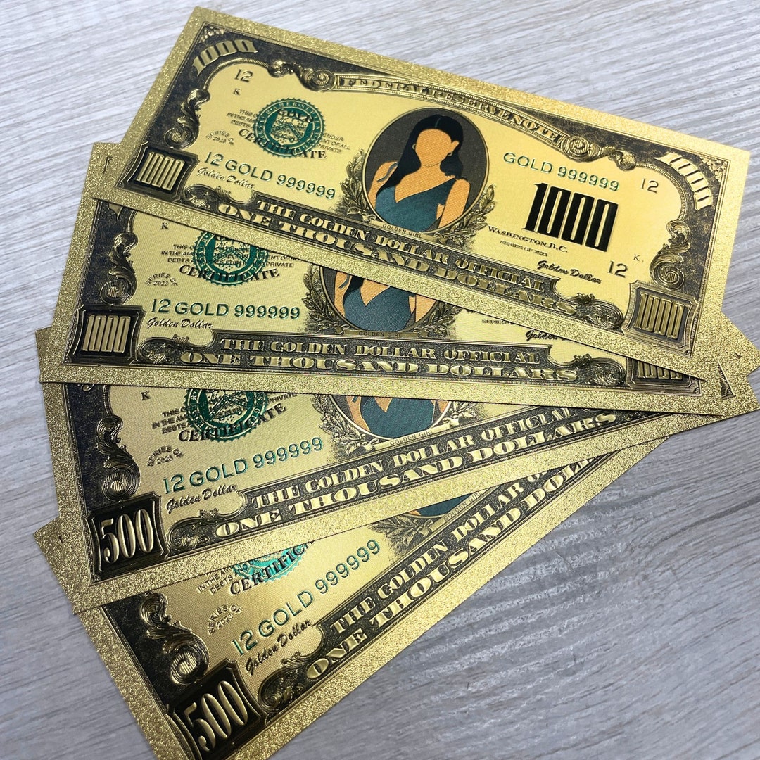 1000 & 500 Dollar Gold Foil Bills Cash Stuffing Placeholder Etsy