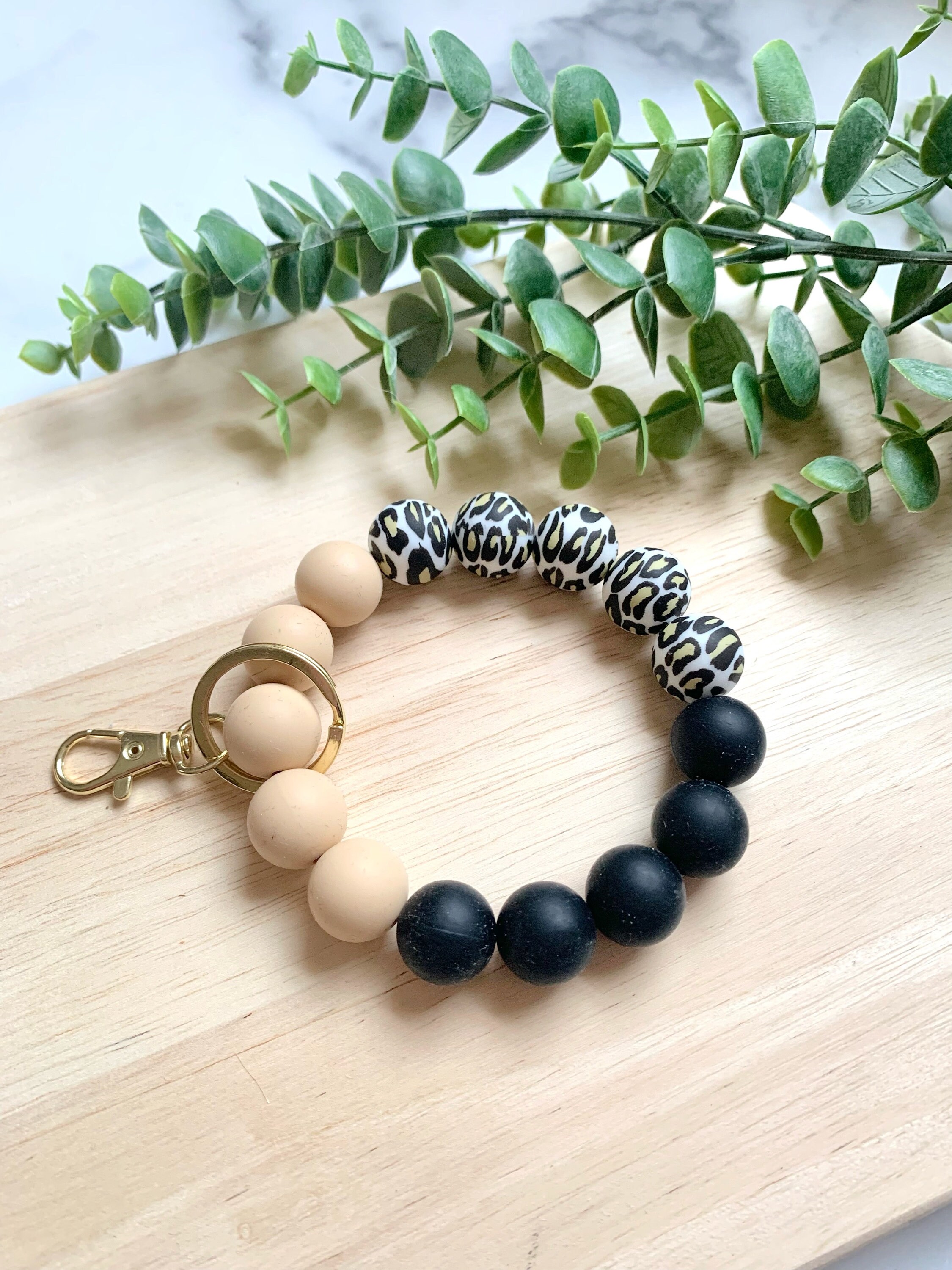 Landical 6 Pcs Teacher Appreciation Beaded Keychain Wristlet Gifts Wood Bead Keychain Bracelet With Wood Charm And Marker Pen For Teacher Women Girls Graduation Party At Men's Clothing Store
