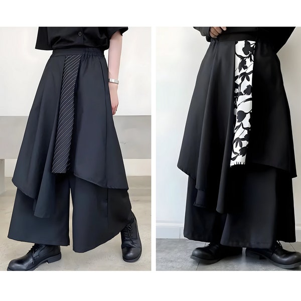 Hakama Pantalon cargo japonais Sarouel streetwear japonais samouraï pantalon cyberpunk pantalon hip hop noir pantalon cargo pour hommes