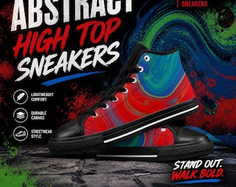 Hoge herensneakers van abstracte canvas, streetwear vrijetijdsschoenen