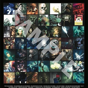 May include: A collage of 36 images from the television series "The Outer Limits". Each image features a different creature, monster, or alien from the show. The images are arranged in a grid pattern and are all in black and white.