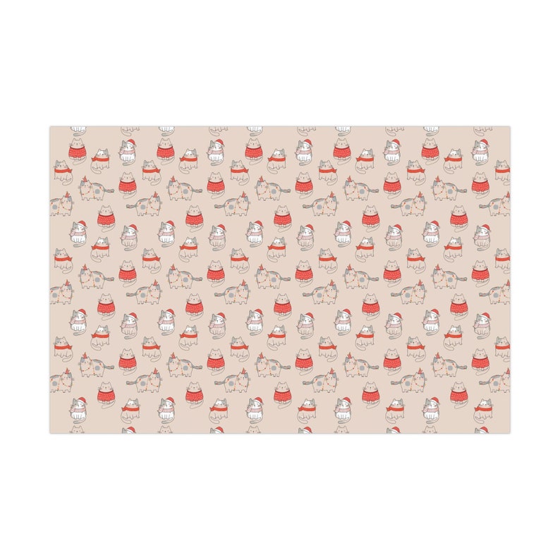 Christmas Cats Gift Wrap Papers Holiday Gift Wrap Cute Gift Wrapping Paper Cat Wrapping Paper