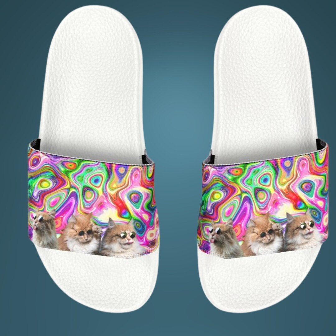 Funky Cool Cats Women's Slides Sandals Etsy