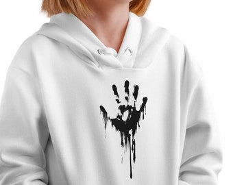 Dead Inside creepy horror look handprint blood print in creepy design for horror and zombie fans horror motif - Kids Organic Hoodie