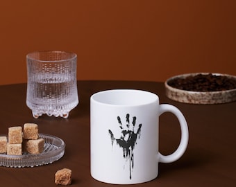 Dead Inside creepy horror look handprint blood print in creepy design for horror and zombie fans horror motif - glossy cup