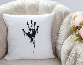 Dead Inside creepy horror look handprint blood print in creepy design for horror and zombie fans horror motif - cushion 40 x 40 cm