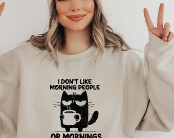 おもしろ猫シャツ：朝型人間が嫌いな皮肉Tシャツ