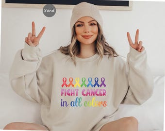 Cancer Awareness Sweatshirt, Ribbon Design, Multicolor (Unisex Sizes)