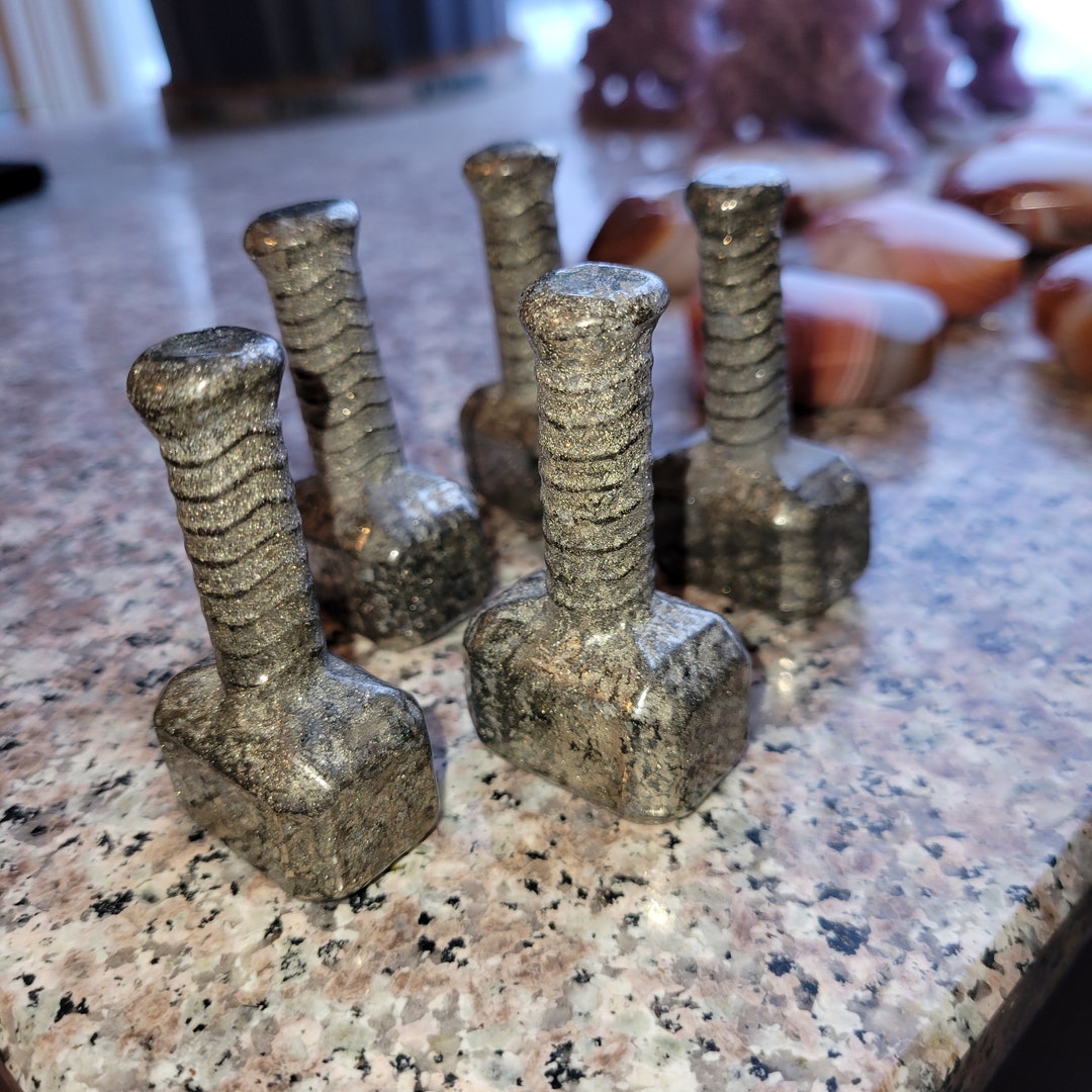Pyrite Thor's Hammer Mjolnir Carvings - Etsy