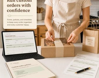 Custom Cake Order Form Template Word and Fillable PDF, Bakery Order Contract with Deposit & Allergen Policies, Home Bakery Cottage Food Kit