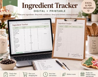 Bakery Ingredient Price Tracker Excel Spreadsheet, Grocery Price Book for Home Bakers, Cost Per Ounce Store Price Comparison & Shopping List