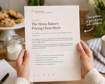 Bakery Pricing Cheat Sheet Printable PDF, How to Price Baked Goods for Profit, Cottage Food Cost & Profit Margin Formulas for Home Bakers