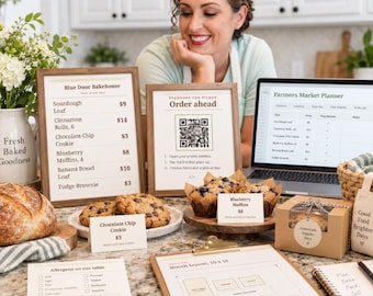 Farmers Market Bakery Kit, Cottage Food Signs, Allergen Cards, Printable Price List, QR Scan to Pay Sign, Home Bakery Booth Templates