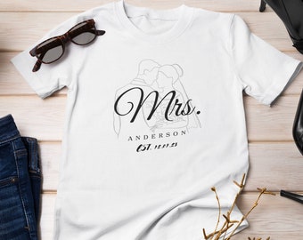 Personalized Mrs Shirt,Couple Shirt,Newlywed Shirt,Honeymoon Shirt,Wedding Shirt,Wife And Hubs Shirt,Just Married Shirts,Matching Couple Tee