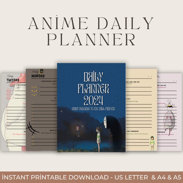 Anime planner , Daily planner 2024 , Digital daily planner , Printable daily planner, Daily planner PDF, a5 Daily planner