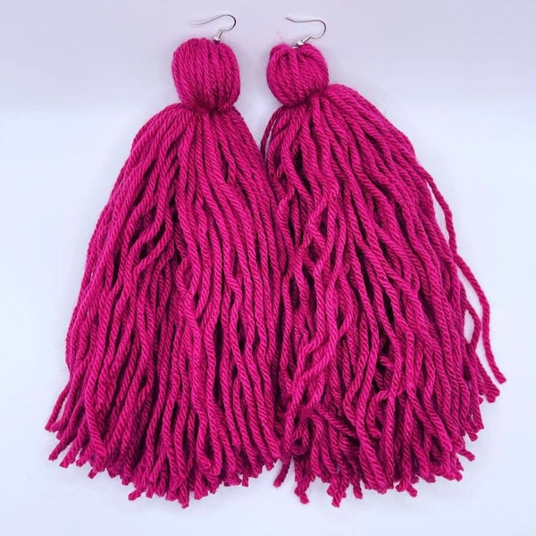 Yarn Tassel Drop Earrings | Yarn Earrings in Colorful Options | Creative Gifts for Women and Girls