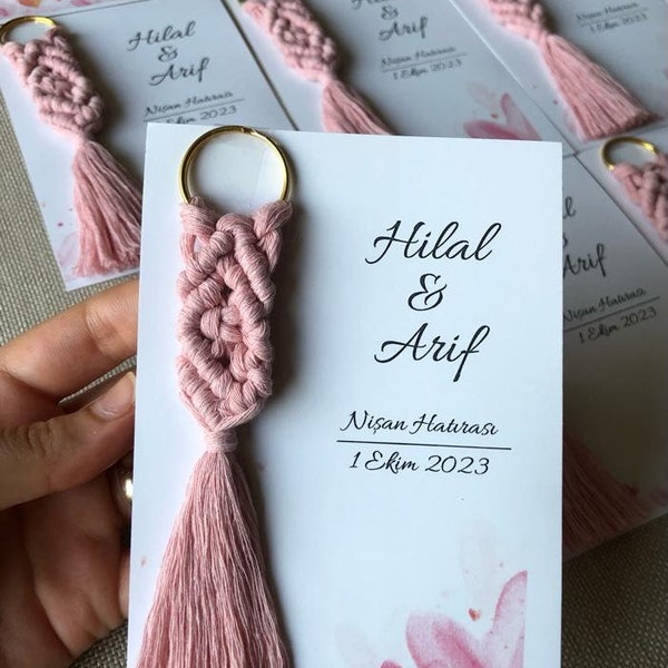 Handmade Macrame Key Chain Favors, Macrame Keychain Gift For Guest, Handmade Gift İdeas, Macrame Keychain Wedding Gift, Macrame Engagement