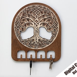 Tree Of Life-sleutelhanger lasergesneden bestand, gelaagde muursleutelhanger, SVG, DXF
