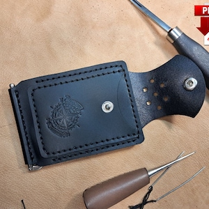 PDF-mönster för läderplånbok med sedelklämmor: Design med framficka (A4)