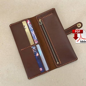 Patrón de cuero para billetera de pasaporte: diseño delgado y alargado (plantilla PDF)